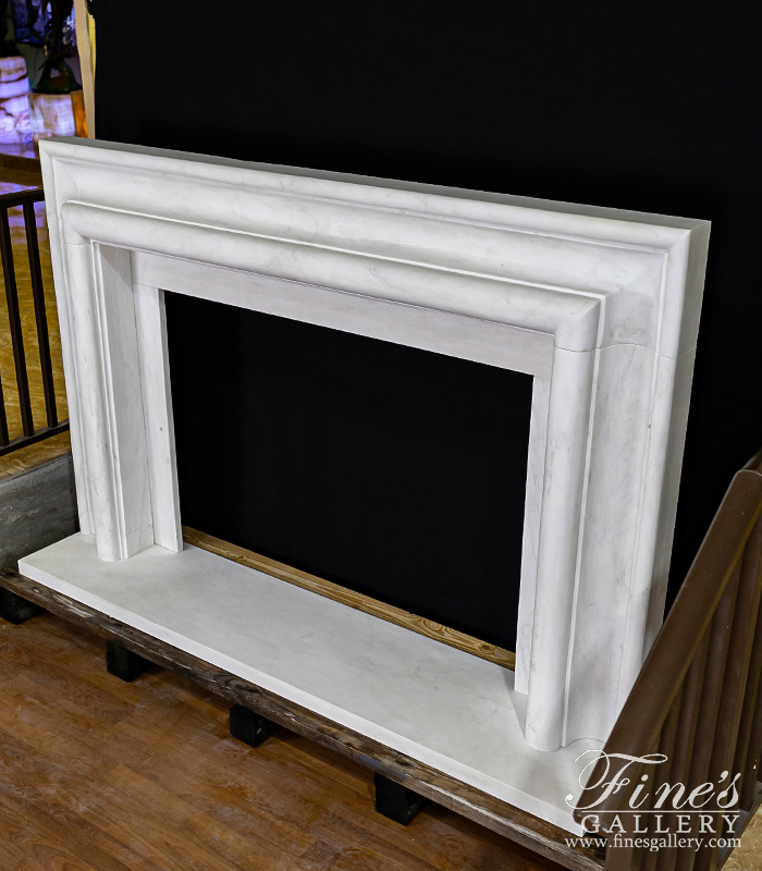 Marble Fireplaces  - Oversized Bolection Style Fireplace Mantel In Statuary White Marble - MFP-2497